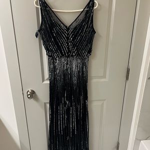 Adrianna Papell Navy Sequin Dress. Size 10.